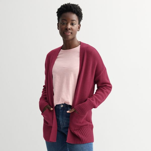 

Женский удлиненный кардиган с открытым передом Sonoma Goods For Life, цвет red silk