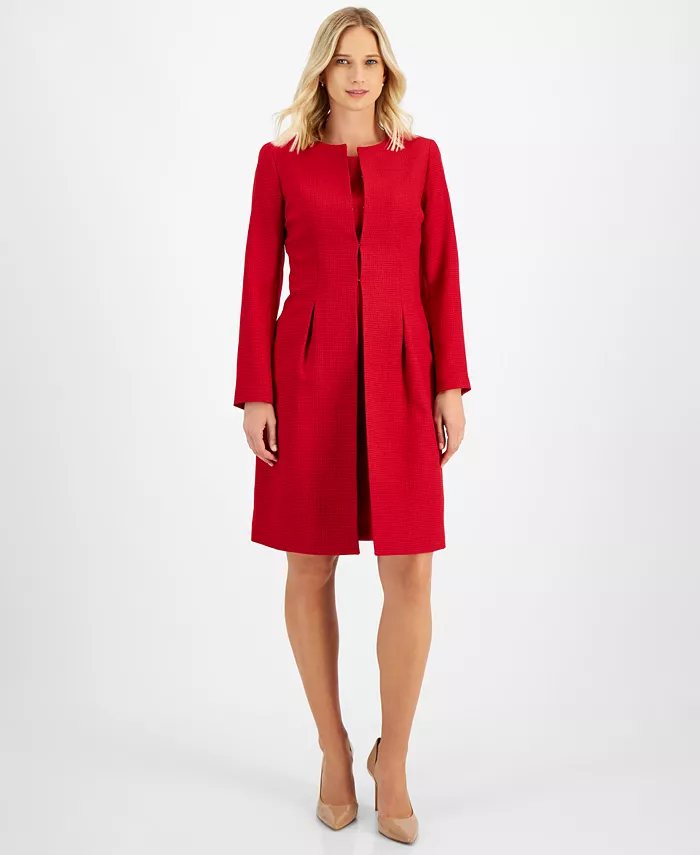 

Женский удлиненный костюм-платье без воротника, Regular & Petite Le Suit, красный