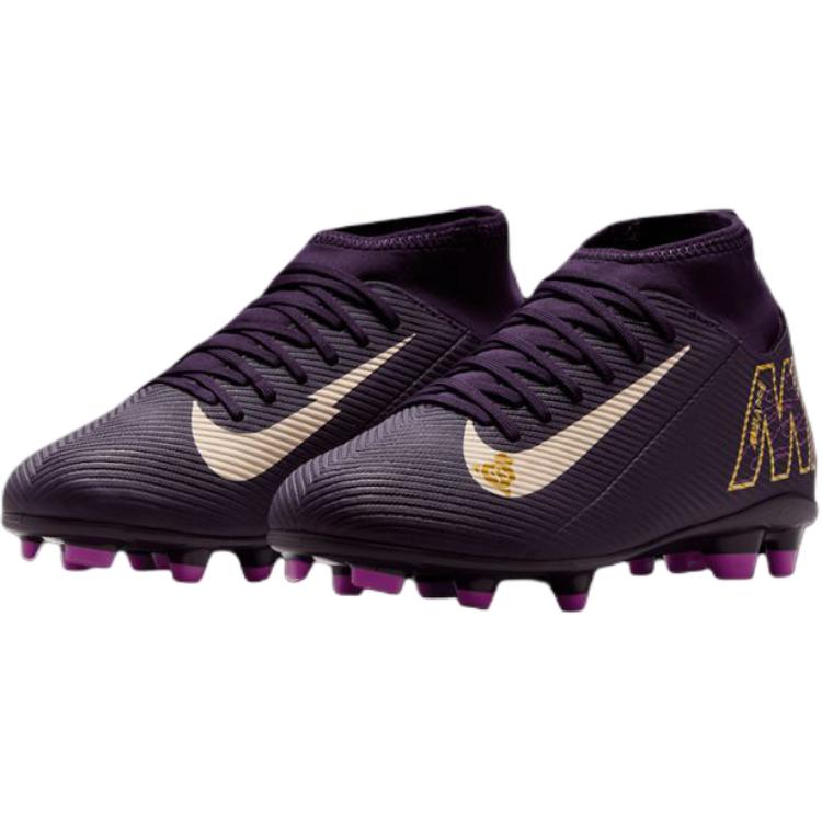 Nike Детские футбольные бутсы Mercurial Superfly 10 с противоскользящей и износостойкой подошвой, низкие, фиолетово-желтые — фото 3