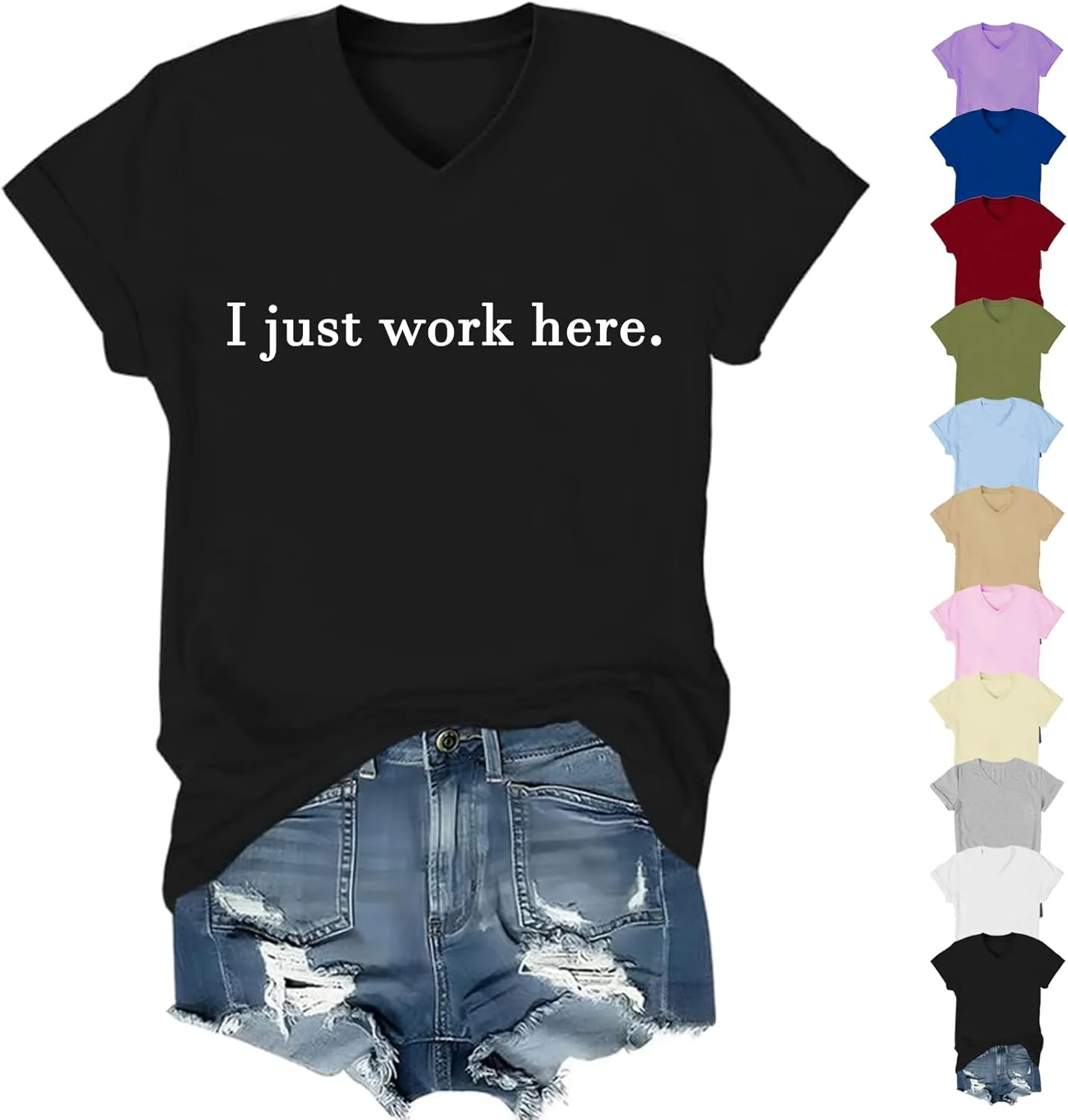 

Футболка с V-образным вырезом I Just Work Here, короткий рукав, унисекс