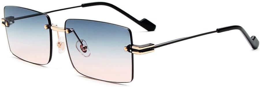 

Солнцезащитные очки без оправы прямоугольной формы для мужчин, градиентный стиль, панк, маленькие солнцезащитные очки для женщин, для путешествий, вечеринок, пляжа WNCKSQ, C05 Blue Pink