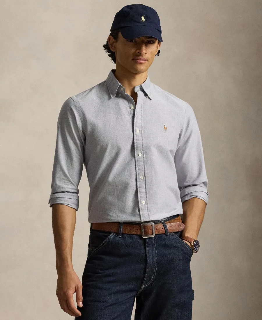 Мужская рубашка Оксфорд с длинными рукавами Polo Ralph Lauren, темно-синий