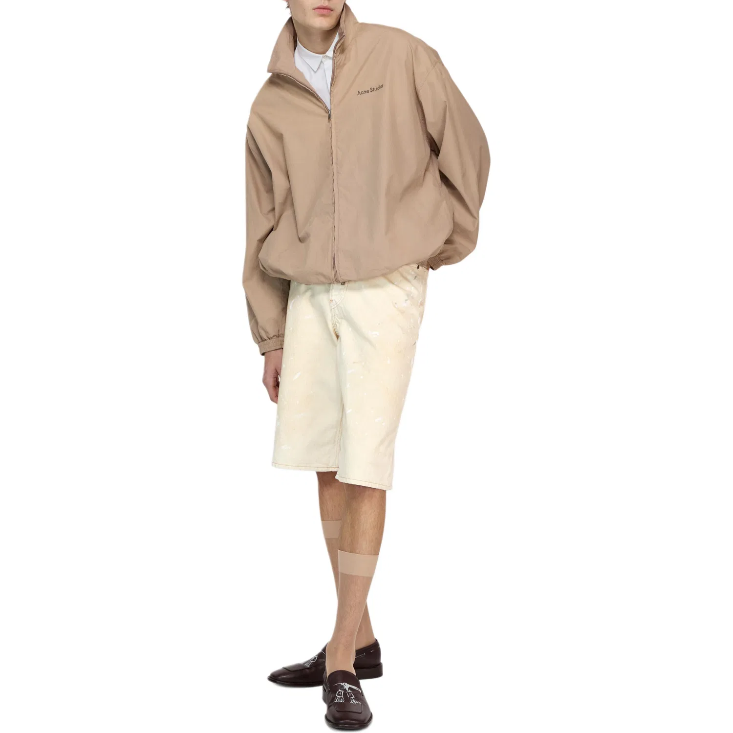 Шорты distressed patch Acne Studios, Light Beige — фото 4