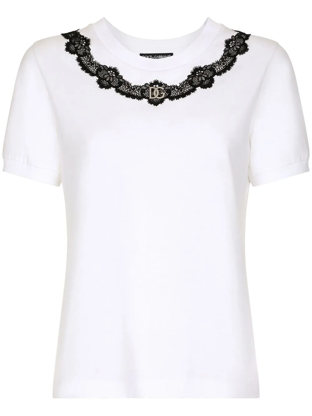 

Футболка с кружевом и логотипом DG DOLCE & GABBANA, белый