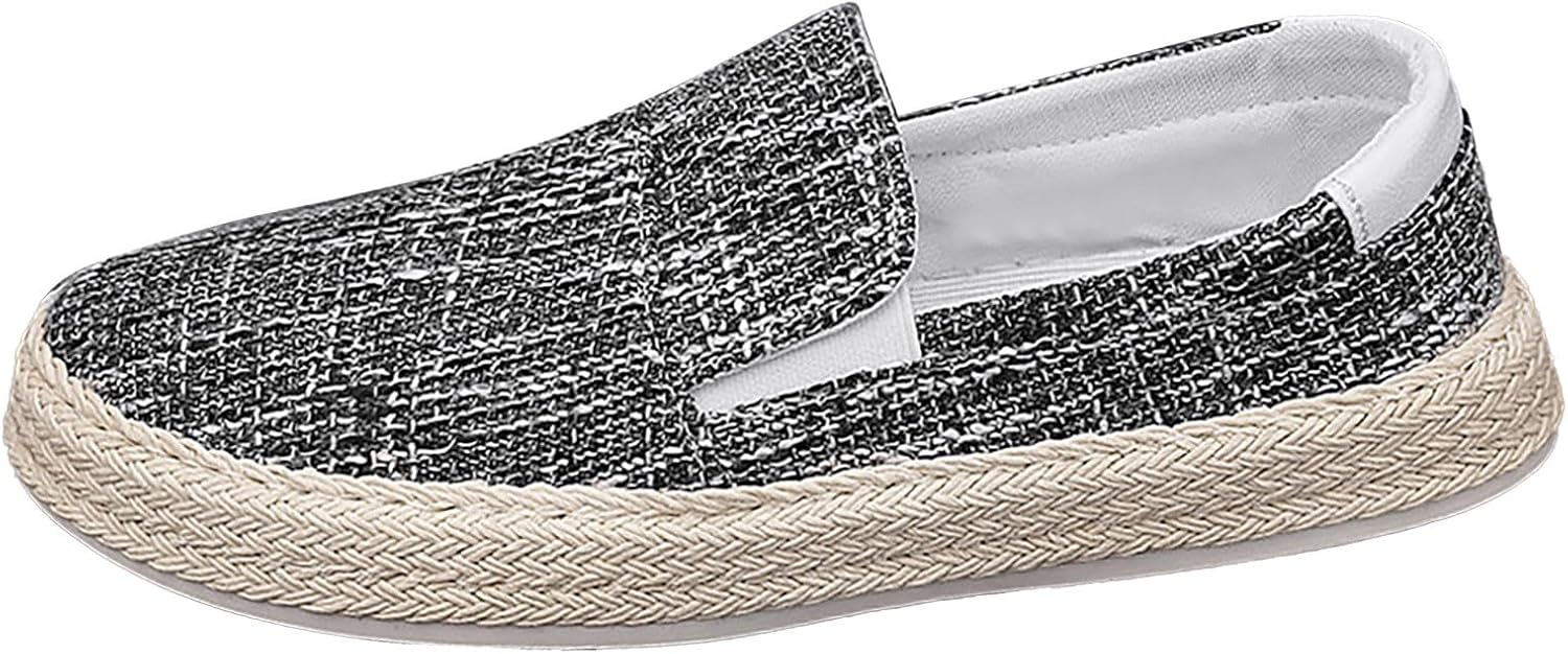 

Летние мужские повседневные леные туфли 2023 года, корейские студенческие туфли с соломенной плетеной подошвой, повседневная обувь для мужчин, размер 13 Generic, черный