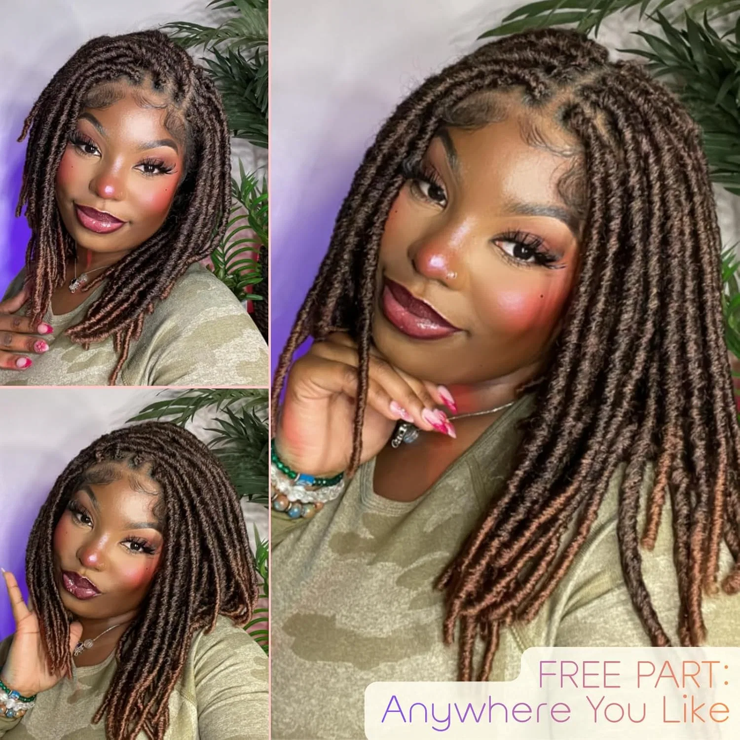 Парик FAVE Soft Faux Locs с двойным кружевом, 35 см Fave, Ombre Brown — фото 3