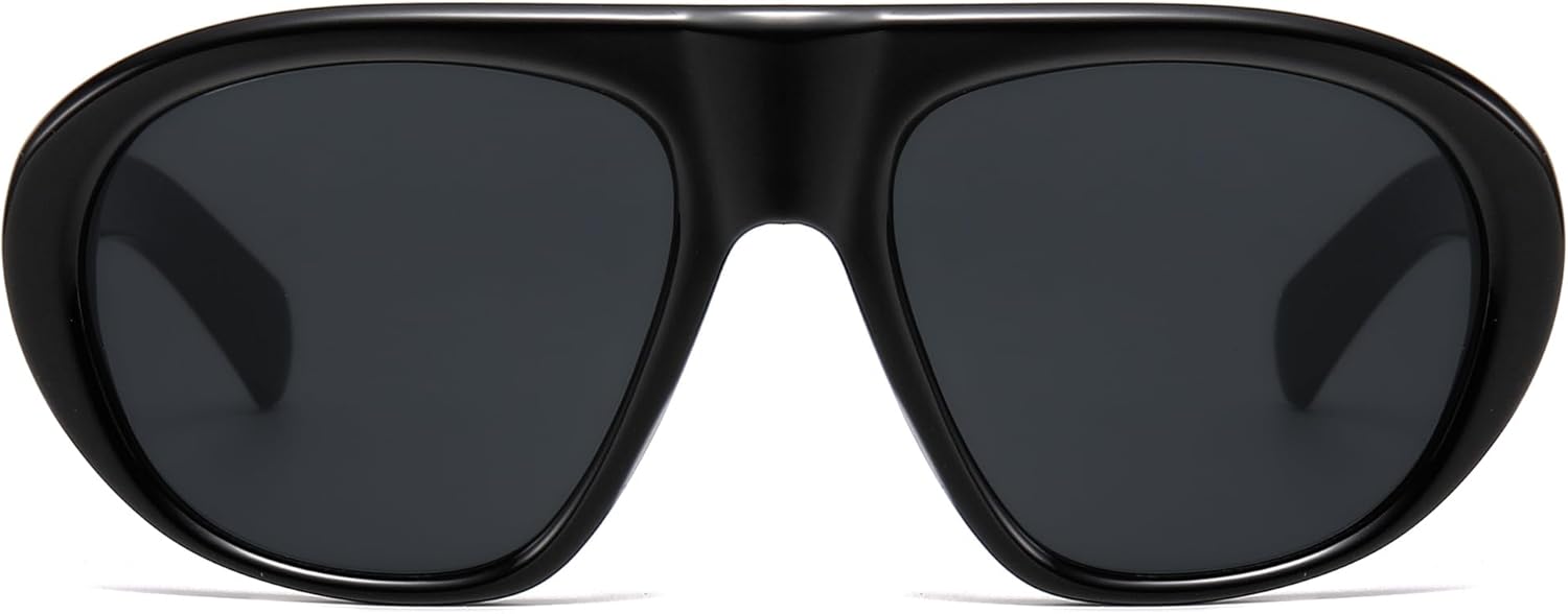 

Модные солнцезащитные очки-авиаторы VANLINKER для женщин и мужчин, модель 2026, в стиле ретро-шик, увеличенного размера, с плоской верхней частью, защита от УФ-излучения UV400, VL9935, Black Frame Grey Lens