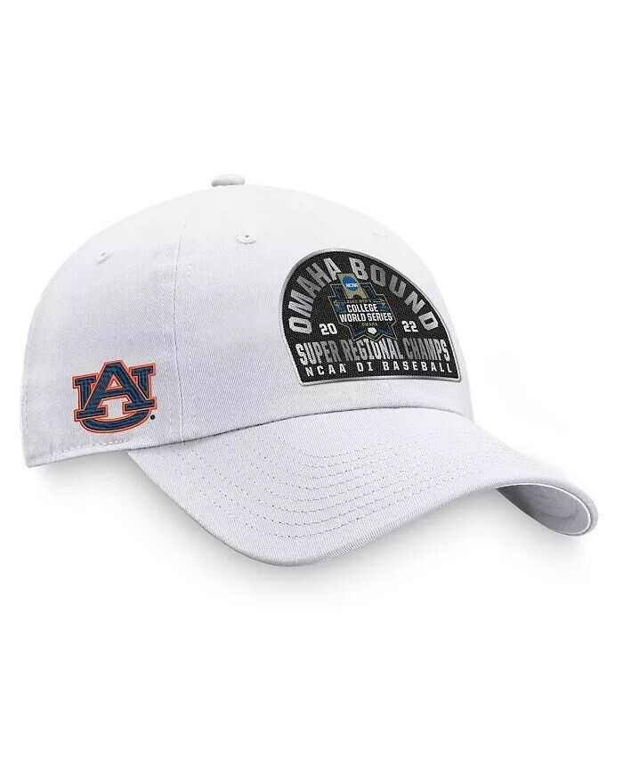 

Мужская бейсбольная бейсболка Super Regional Champions White Auburn Tigers 2022 NCAA, регулируемая кепка в раздевалке Top Of The World, белый