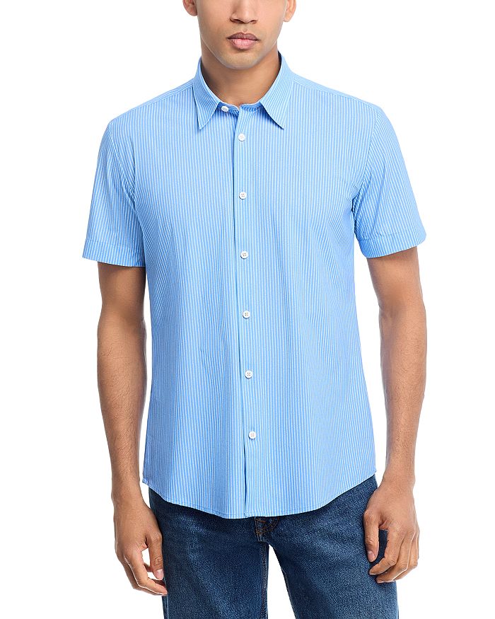 

Рубашка с принтом Roan Slim Fit с коротким рукавом BOSS, синий