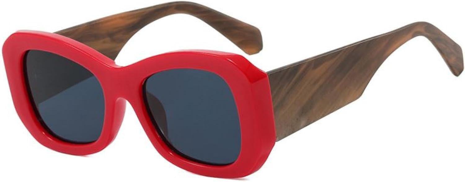 

Солнцезащитные очки в крупной оправе для женщин и мужчин, роскошные винтажные солнцезащитные очки в стиле панк, широкие дужки, защита от УФ-излучения UV400 TYUVIVO, Red Black