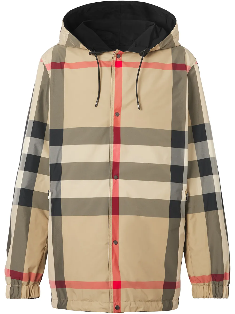 

Двусторонняя куртка в клетку с капюшоном BURBERRY, черный