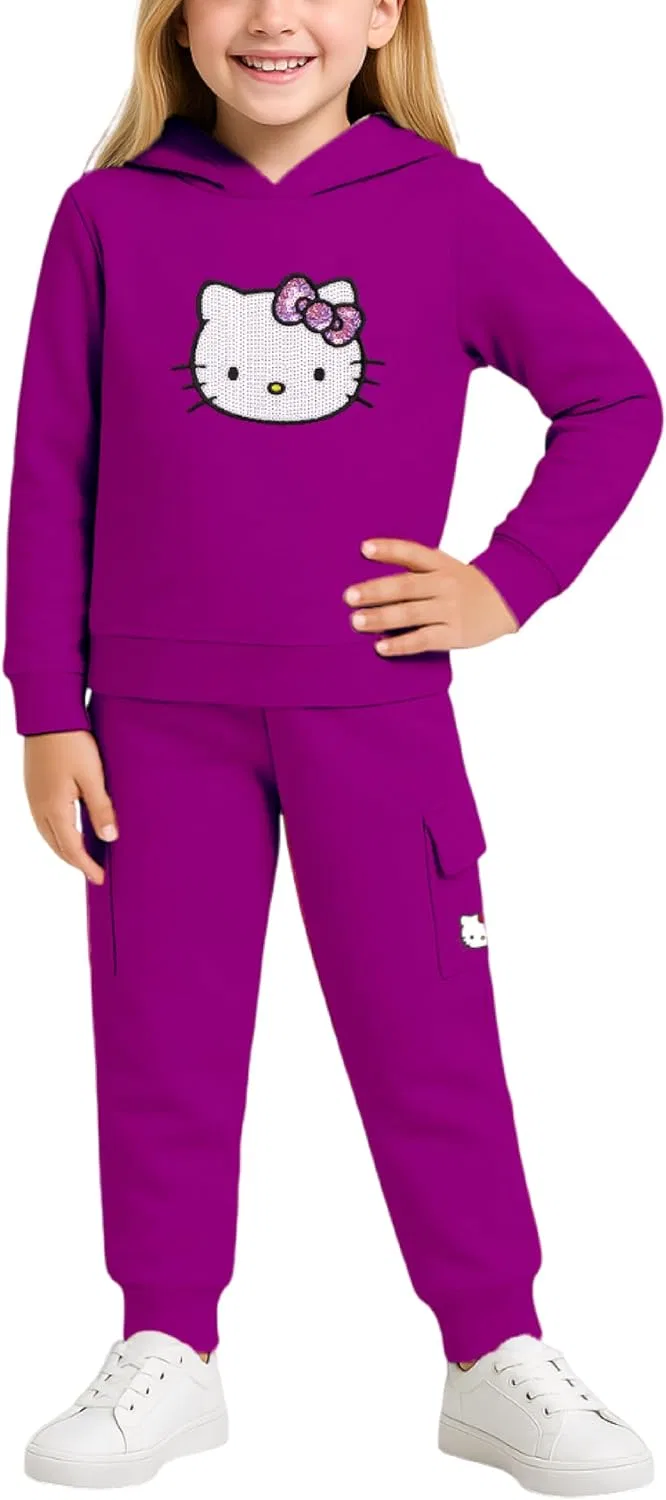 Детский спортивный костюм Hello Kitty, 2 предмета: худи и карго-штаны, Striking Purple