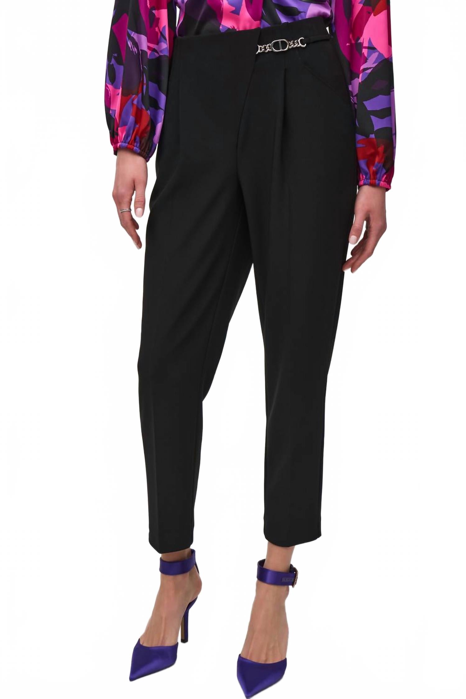 

Шелковые трикотажные укороченные брюки на резинке черные Joseph Ribkoff