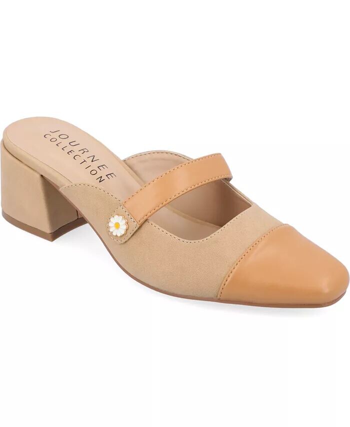 Женские мюли Dalla Block Heel Mary Jane Journee Collection, коричневый/бежевый