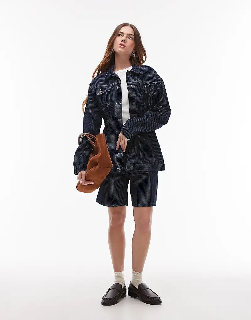 

Джинсы Topshop свободного кроя в темно-синюю полоску