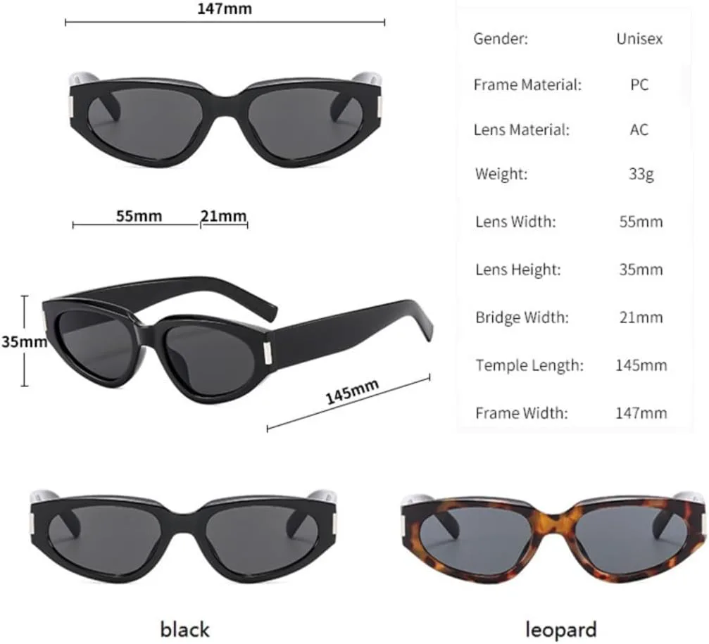 

Маленькие солнцезащитные очки «кошачий глаз» из геля для женщин, модные градиентные очки с защитой от УФ-излучения UV400, мужские ретро-очки в тренде UATXTAU, Black