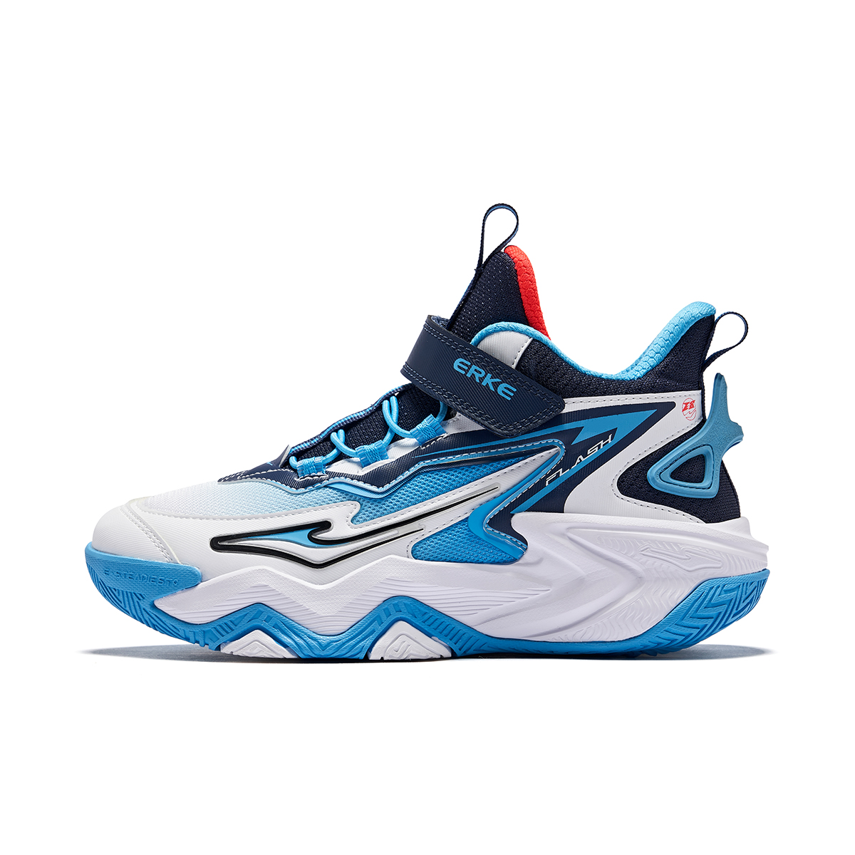 

Баскетбольные кроссовки Rebound Lightweight с высоким берцем и амортизацией для детей и подростков ERKE KIDS, белый/синий