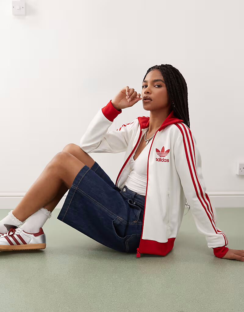 

Adidas Originals Beckenbauer track top белого / лучшего алого цвета