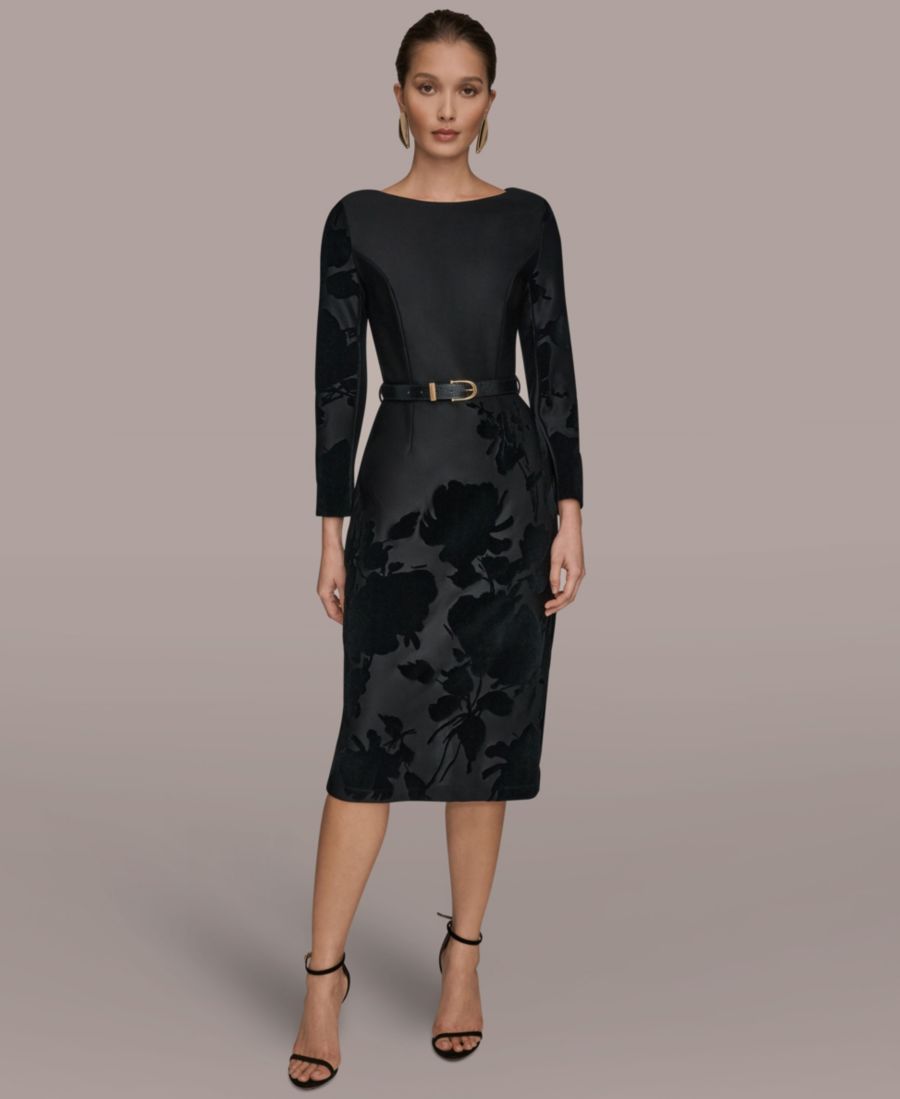 

Женское платье с рельефным вырезом-лодочкой Donna Karan New York, Black