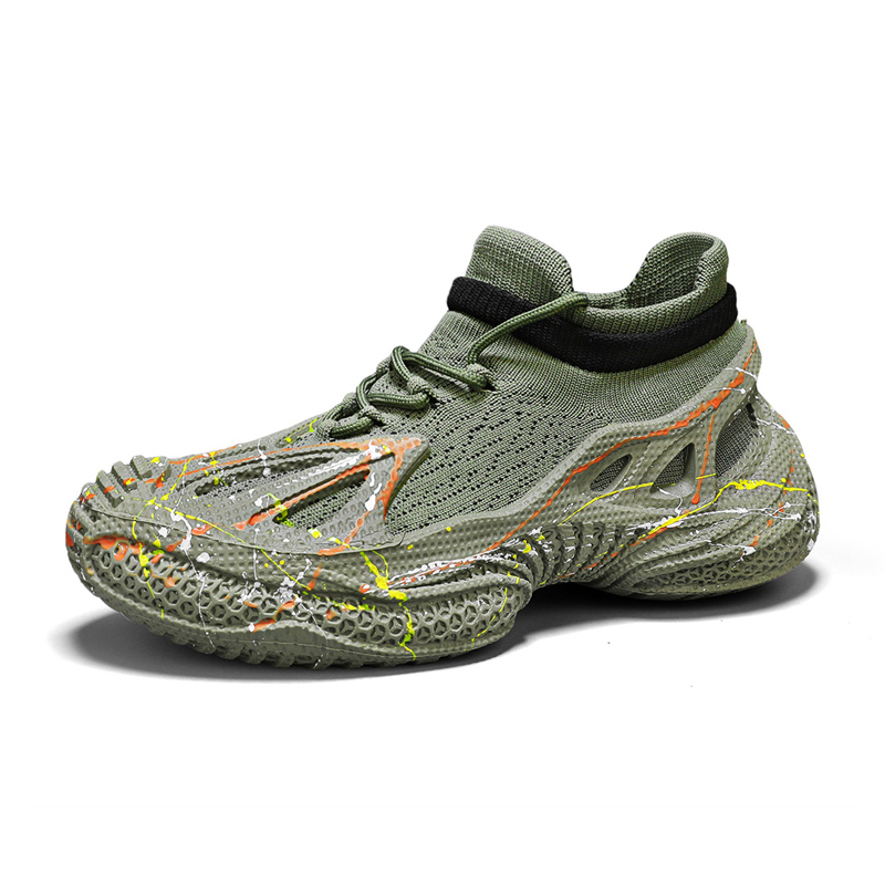 Мужские кроссовки Mesh Sports Running, износостойкие, нескользящие и дышащие, мид-топ OUBT, зеленый — фото 4