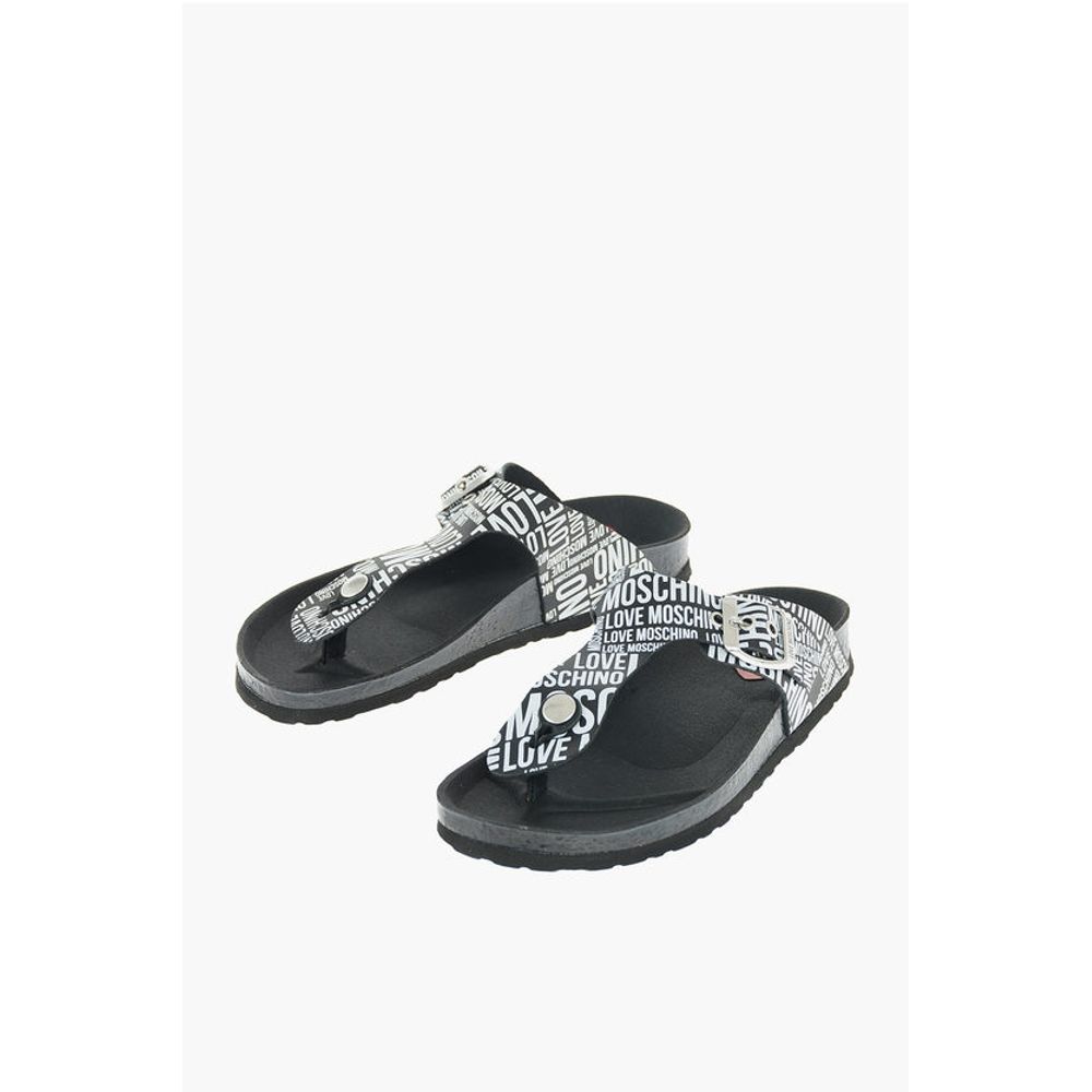 LOVE MOSCHINO Двухцветные сандалии с принтом логотипа BIRKI30 Moschino, Black and White