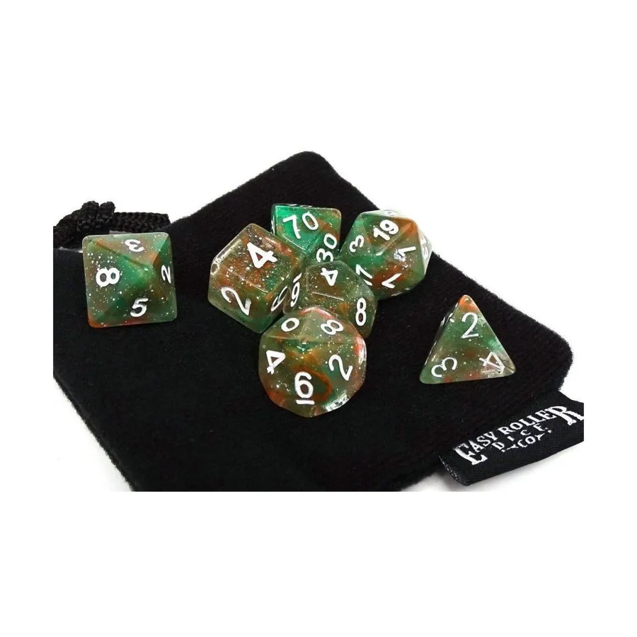 

Зелено-красные блестки с белым (7), Dice - 7 Piece Poly Sets - Glitter/Sparkle (Easy Roller Dice)