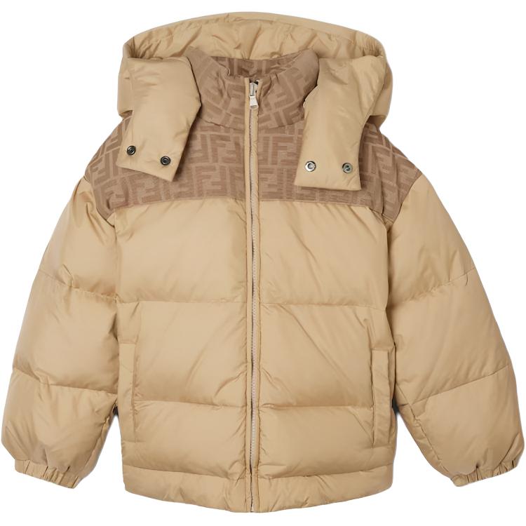 

Детская пуховая куртка с отстегивающимся капюшоном Moderate FENDI, бежевый