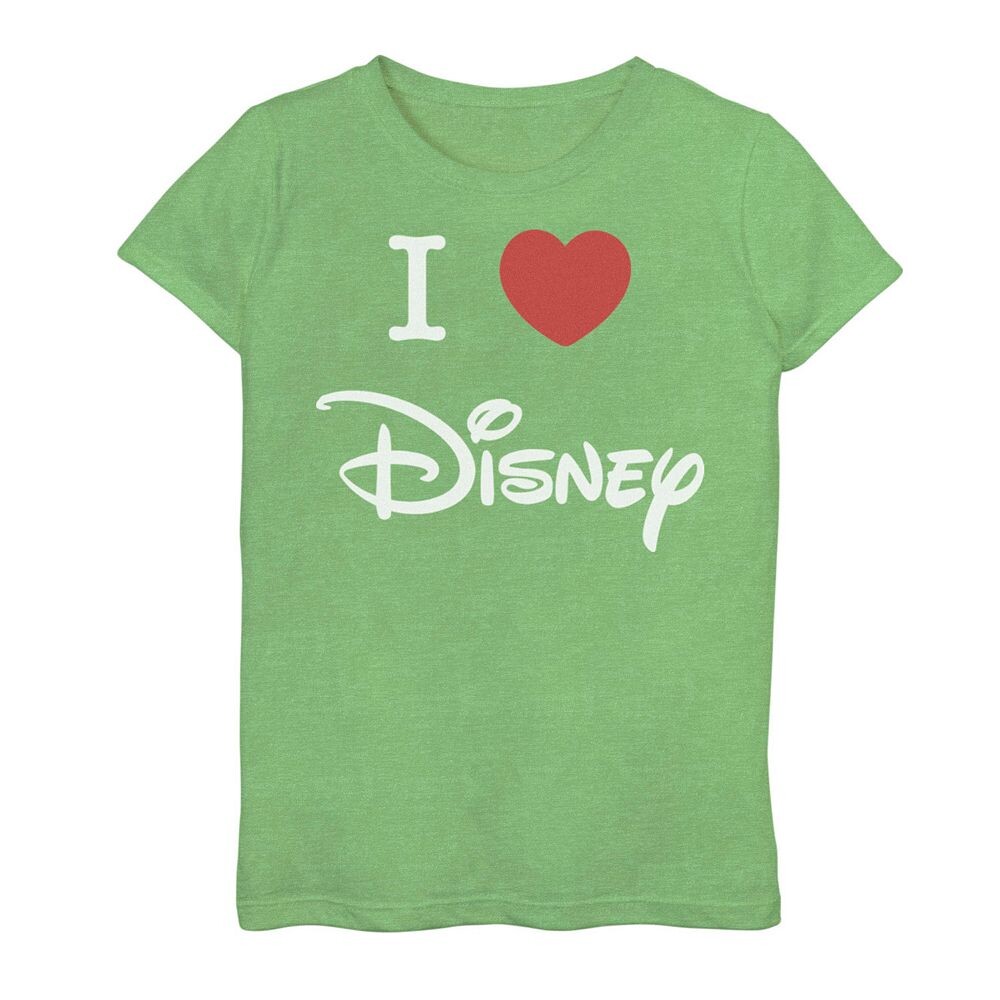 

Футболка с логотипом Disney's для девочек 7–16 лет I Love Disney Heart, цвет Green Apple