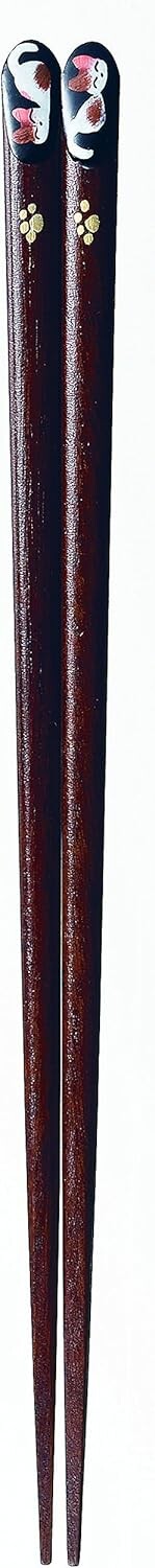 

Одна пара палочек для еды Good Night Cat, сделано в Японии, дерево (натуральное дерево), лак, кончик 9,1 дюйма (23 см) Ishida, Black (Black 19-3911Tcx)