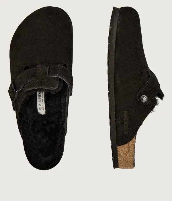 Бостонские мюли, кожаные сандалии Birkenstock, черный — фото 4