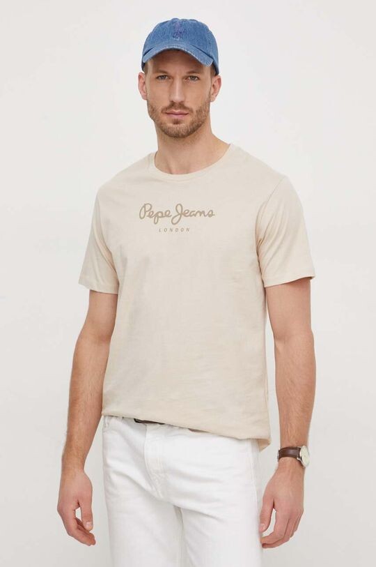 

Хлопковая футболка Eggo Pepe Jeans, бежевый