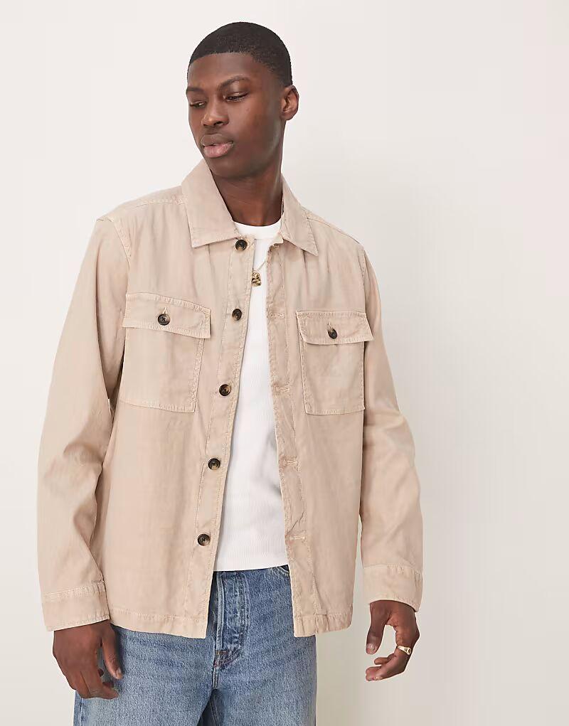 

GANT 2-карманная льняная/хлопковая верхняя рубашка бежевого цвета