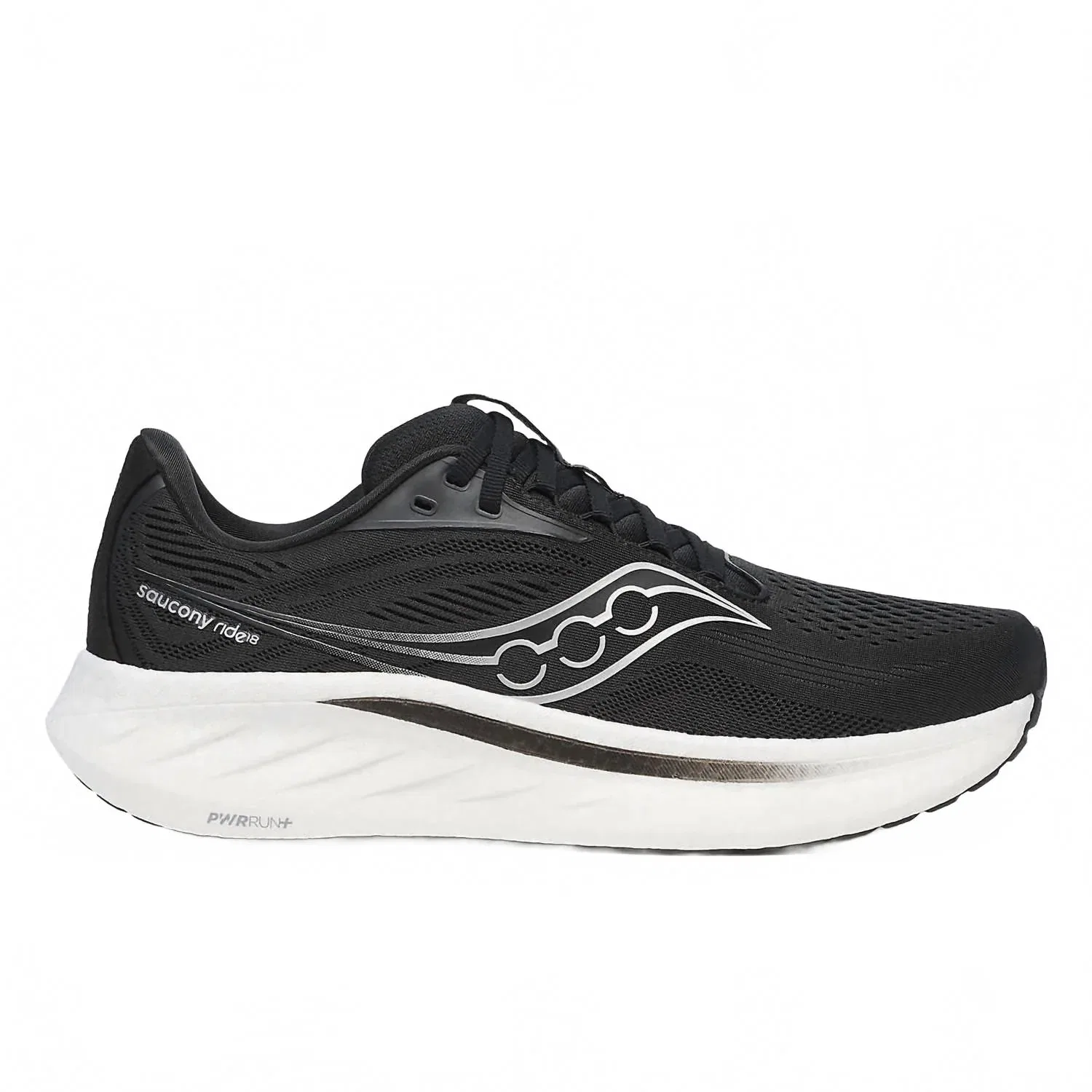 SAUCONY Мужские беговые кроссовки Ride 18, черно-белые — фото 2