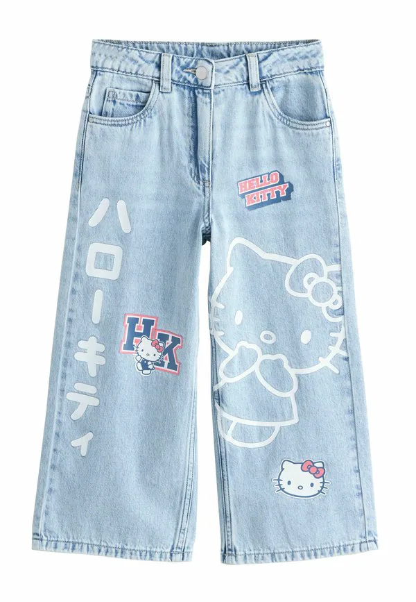 Джинсы hello kitty прямого кроя, широкие штанины, свободный крой Next, Mid Wash
