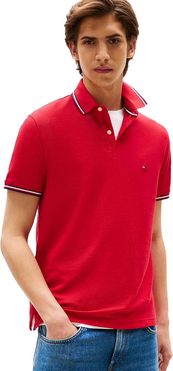 

Мужские поло Tommy Hilfiger с коротким рукавом, классического кроя, с эластичными манжетами, Primary Red, Красный, Мужские поло Tommy Hilfiger с коротким рукавом, классического кроя, с эластичными манжетами, Primary Red