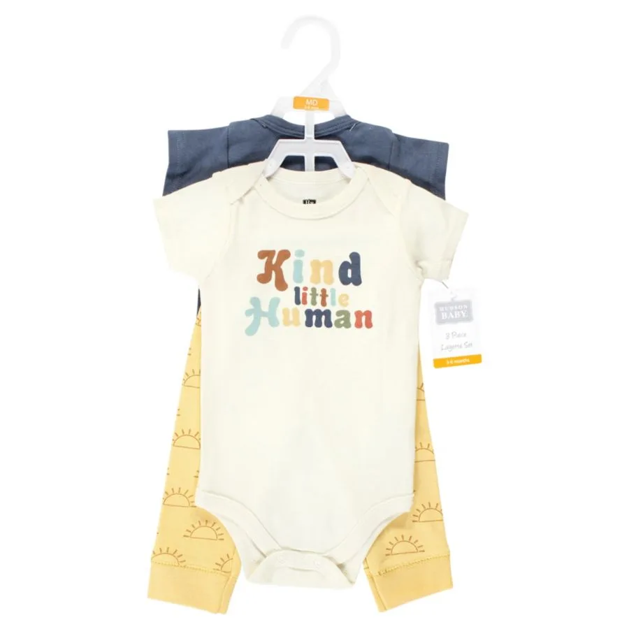 Комплект из двух боди и подходящих по цвету брюк Hudson Baby, Kind Human Short Sleeve — фото 2