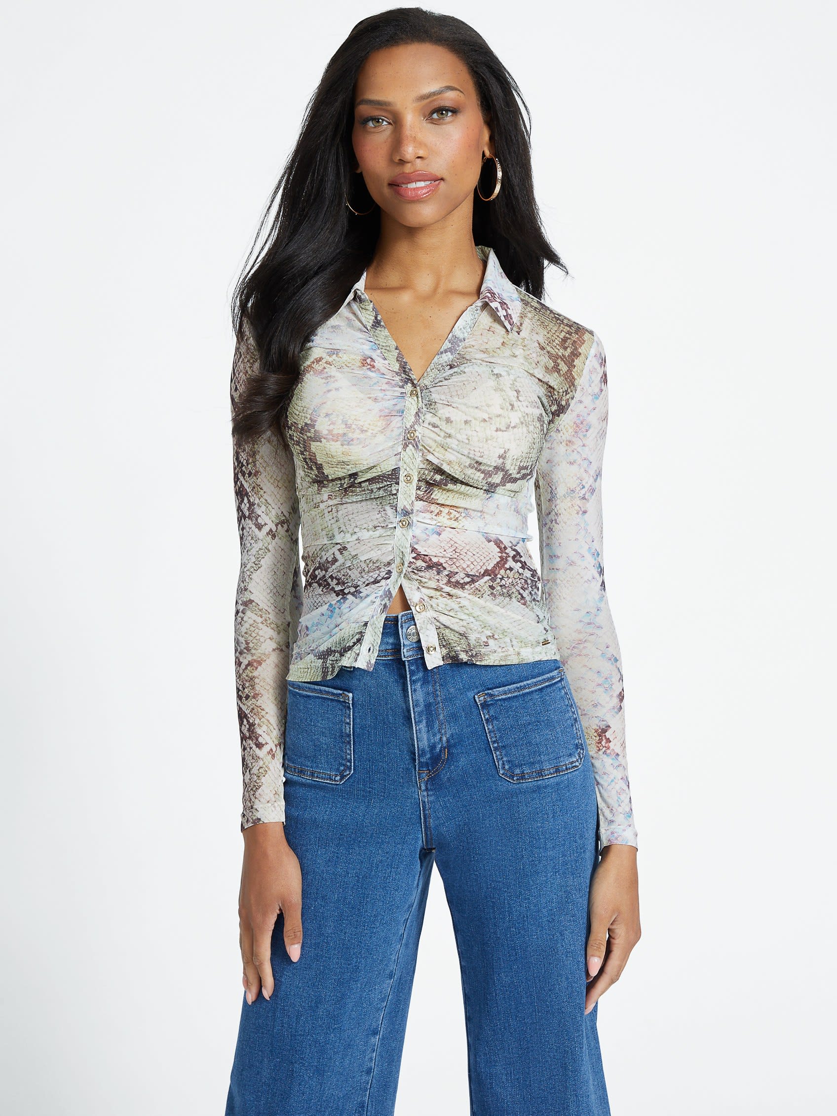 

Рубашка Berrie Mesh Guess Factory, цвет glam snake print