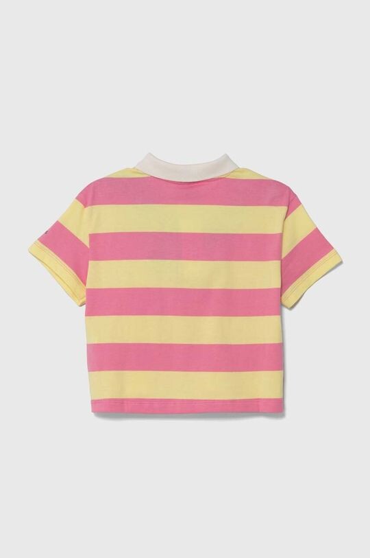 Детская хлопковая рубашка-поло United Colors of Benetton, розовый — фото 2