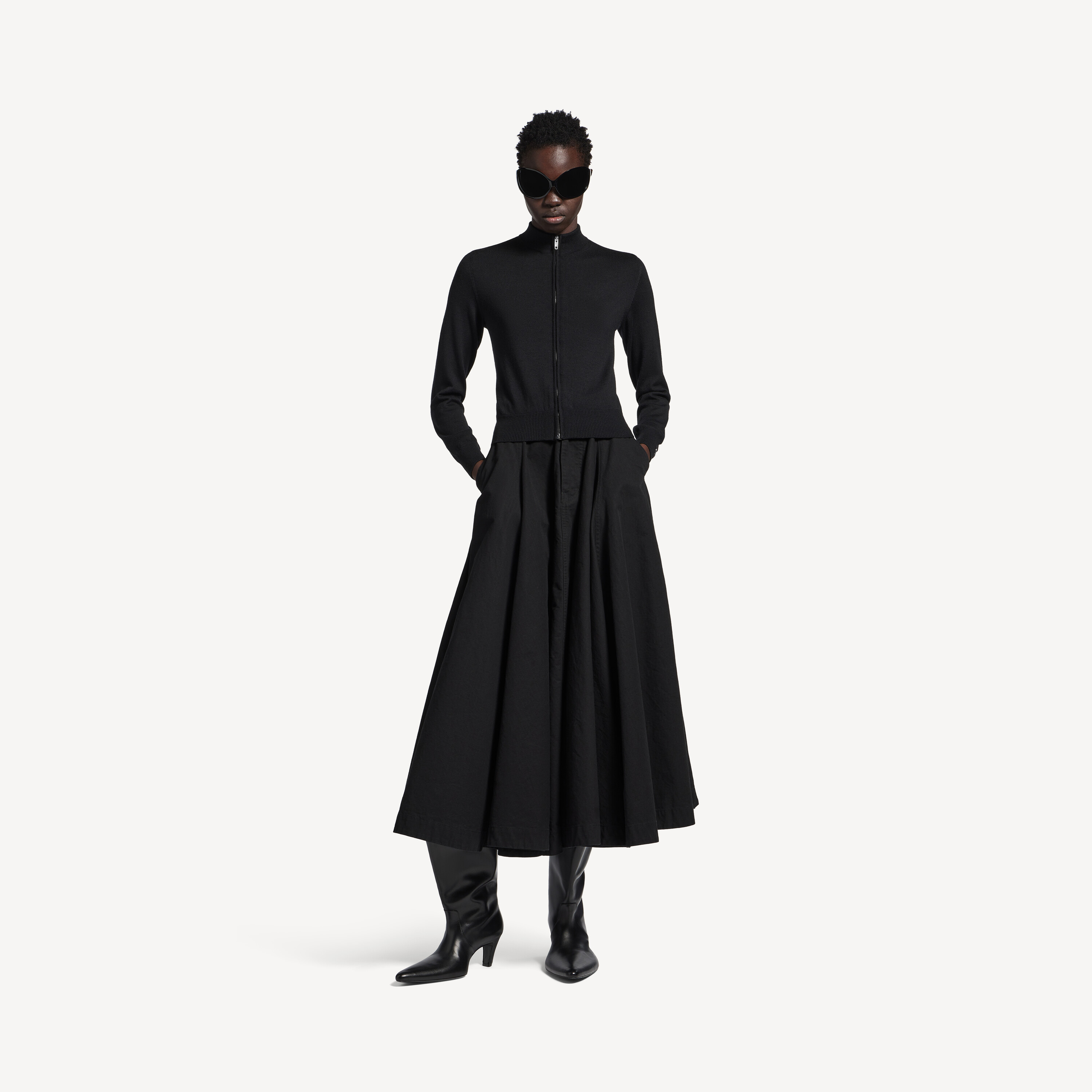 

Женская макси-юбка годе черного цвета BALENCIAGA, черный