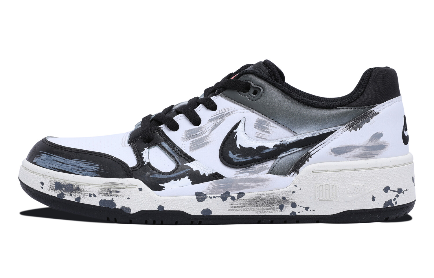 

Кроссовки Nike Full Force Skateboarding Shoes Men Low-top White/Gray/Black/Dark Green, черный/белый