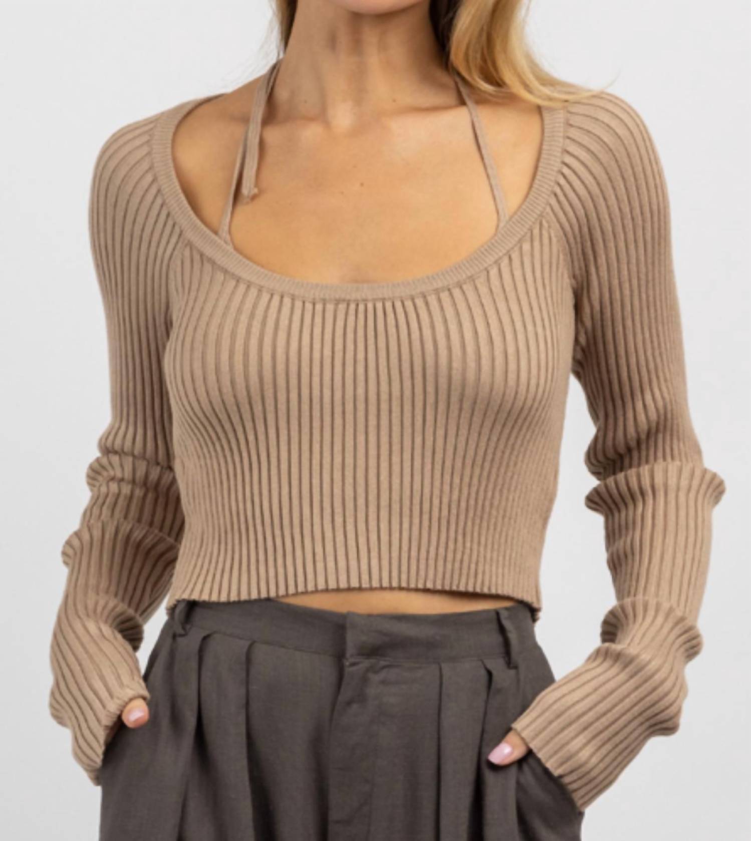 

Топ-бюстгальтер Moment Layered Bralette цвета мокко MABLE