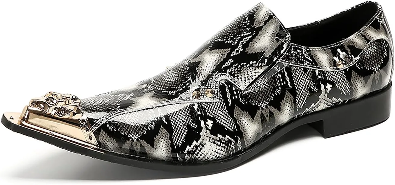 

Мужские лоферы Santimon, туфли слипоны для вечеринок, повседневные кожаные с металлическим декором, с заостренным носком, свадебные, бальные, модные западные летние туфли для мужчин, черный