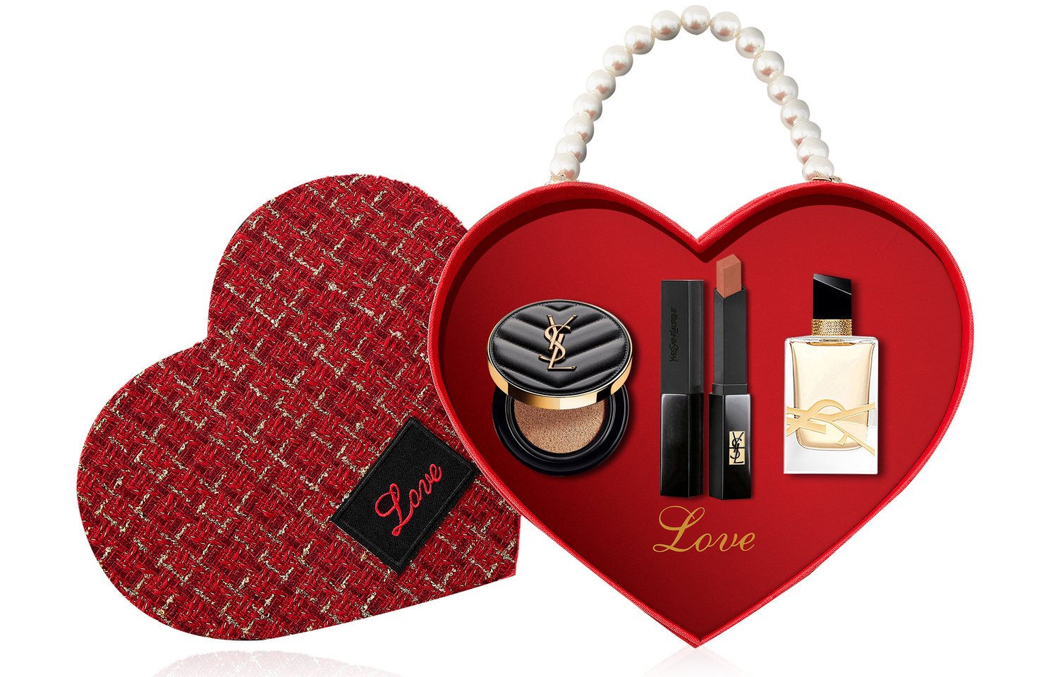 Подарочный набор Yves Saint Laurent Goddess Beloved Gift Set: кушон B20, 5 г + помада #314 + миниатюра парфюма Libre, 7,5 мл