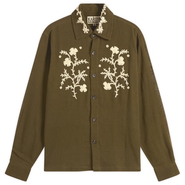 

Вышитая рубашка в западном стиле Kartik Research, оливковый/экрю