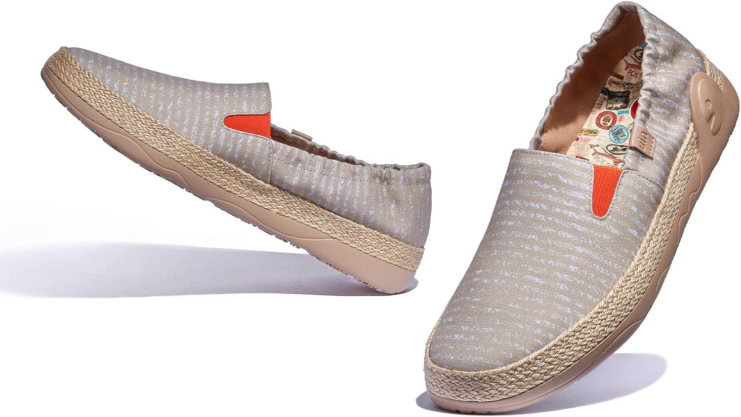 Мужские эспадрильи UIN Slip Ons- легкие прогулочные повседневные лоферы, удобные, с ручной росписью, серия Marbella, коричневый/хаки — фото 4