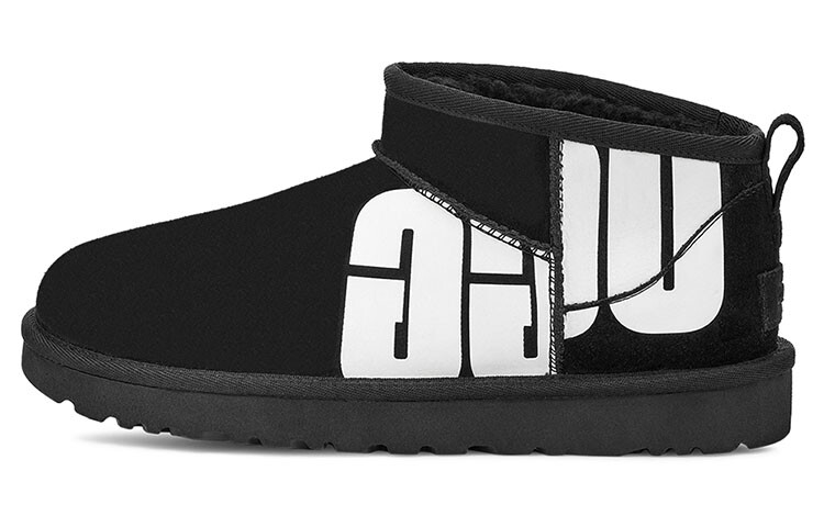 Ботинки женские UGG Classic Ultra Mini с принтом, черный