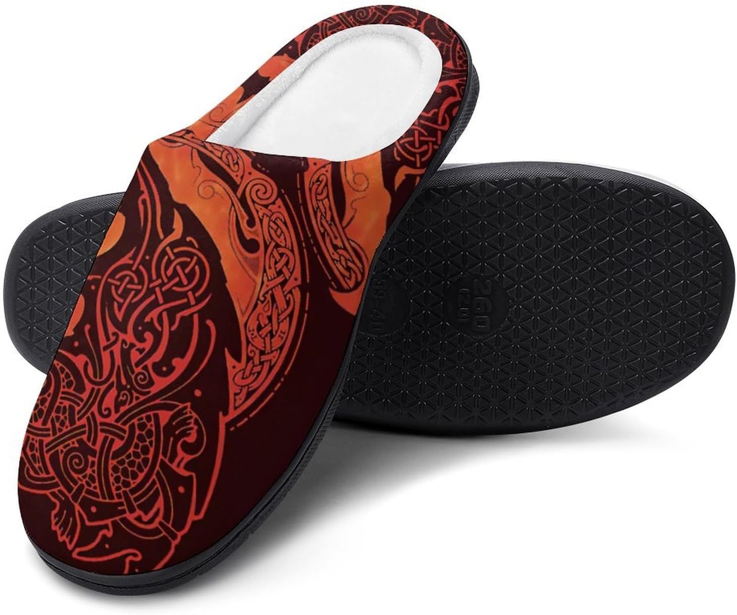 

Тапочки YXHZYHY с 3D-печатным рисунком волка Фенрира викингов, теплые и удобные плюшевые тапочки на плоской подошве, с хлопковой подкладкой, для гостиной, Viking Wolf