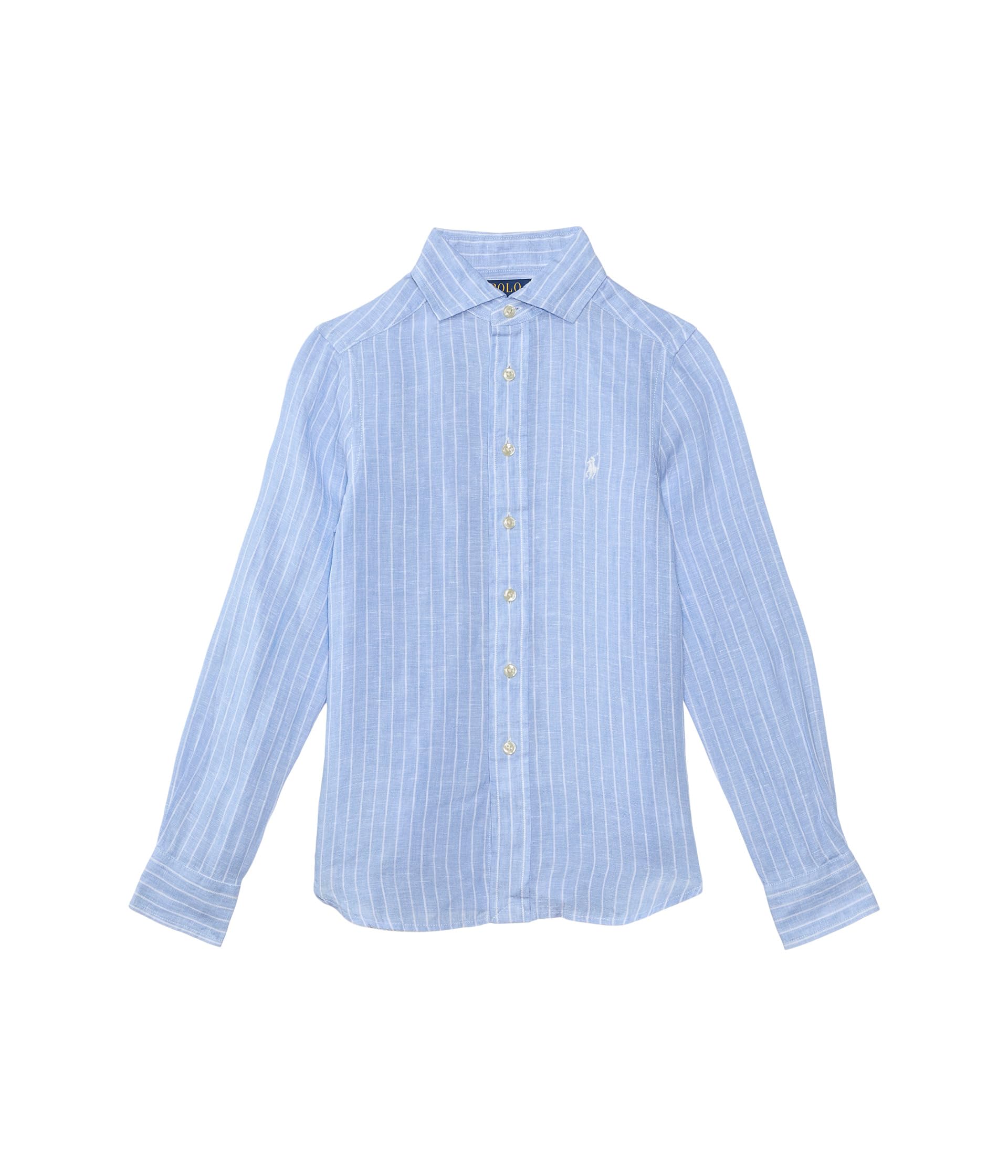 

Рубашка Polo Ralph Lauren Kids Striped Linen Shirt, цвет B6749A Light Blue/White