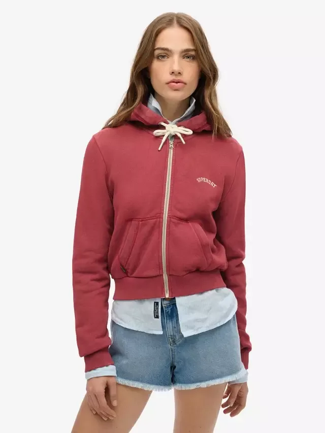 Спортивная укороченная толстовка на молнии Superdry, Bordeaux Red