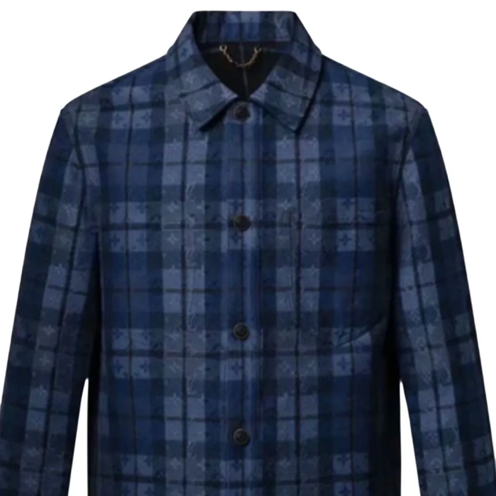 Monogram Tartan Denim Overshirt LOUIS VUITTON, синий — фото 4